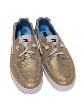 Tommy Hilfiger Gold Shimmer Slip-On Boat Shoes NWOT